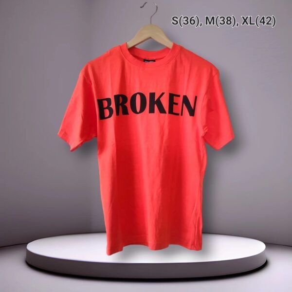 Drop Shoulder Back Side Printed Orange Unisex Tshirts