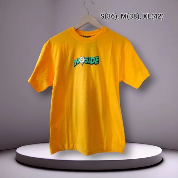 Drop Shoulder Back Side Printed Yellow Tshirts