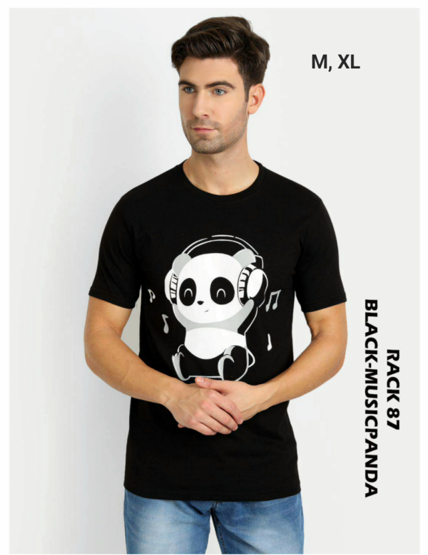 Black Music Panda Printed T-Shirts